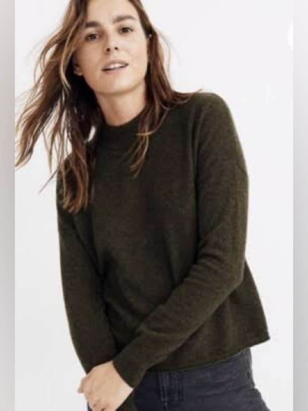 Madewell Women’s 100% Wool Olive Mockneck Sweater